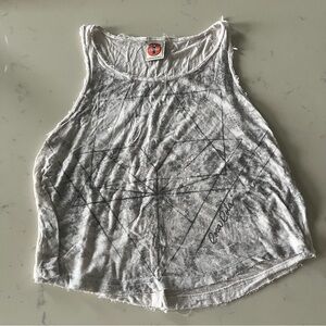 Coca Cola Gray Geometric Loose Fit Tank Crop Top Size S